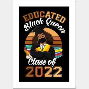 Class of 2022 HBCU Educated Queen Black Girl Graduation Posters and Art